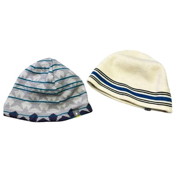 Smart wool Accessories - Smart Wool Knit Beanie Bundle of‎ 2, Reversible Cream/Blue